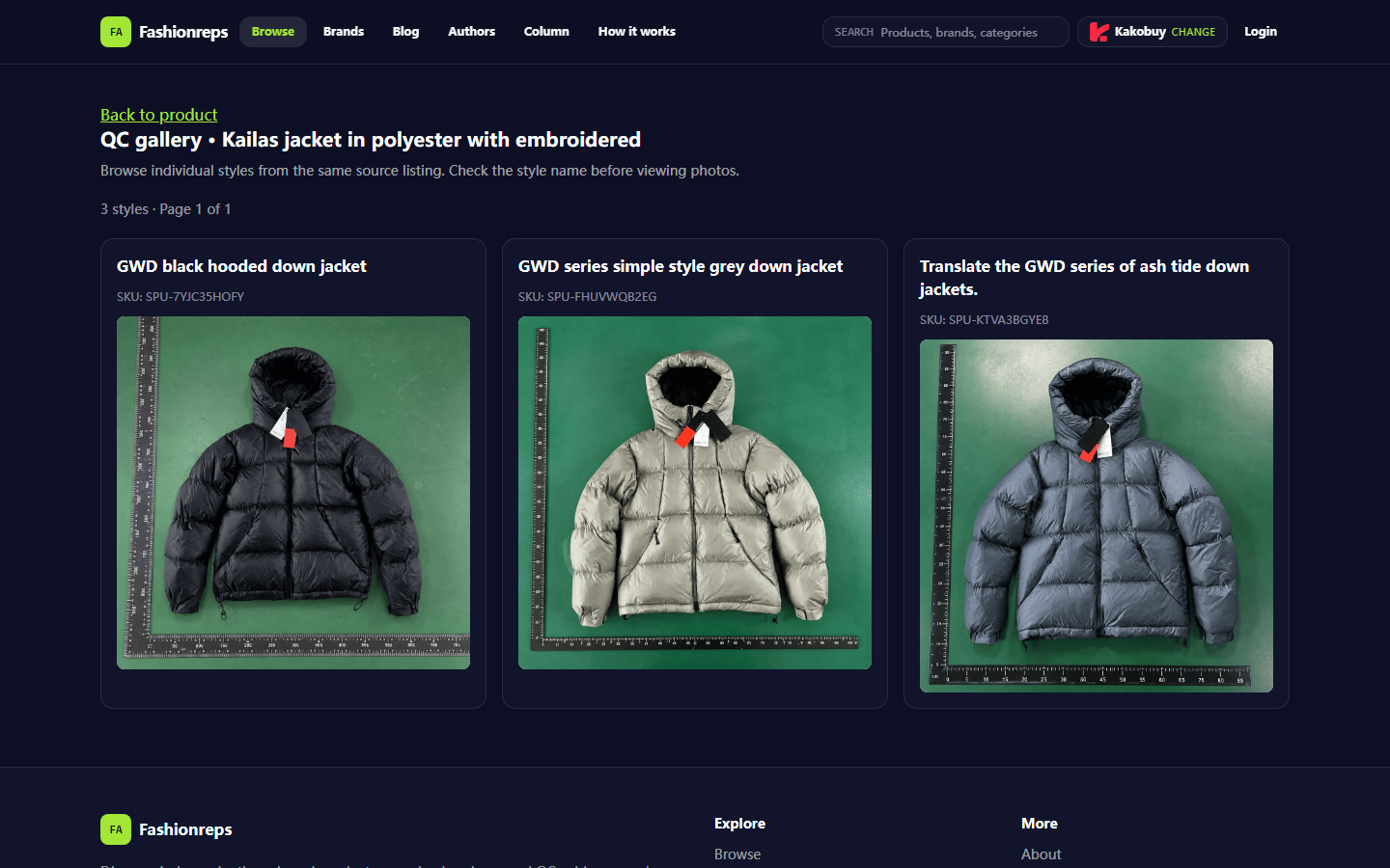 Compare Agent Fees & Shipping for Kailas Fall/Winter Jackets