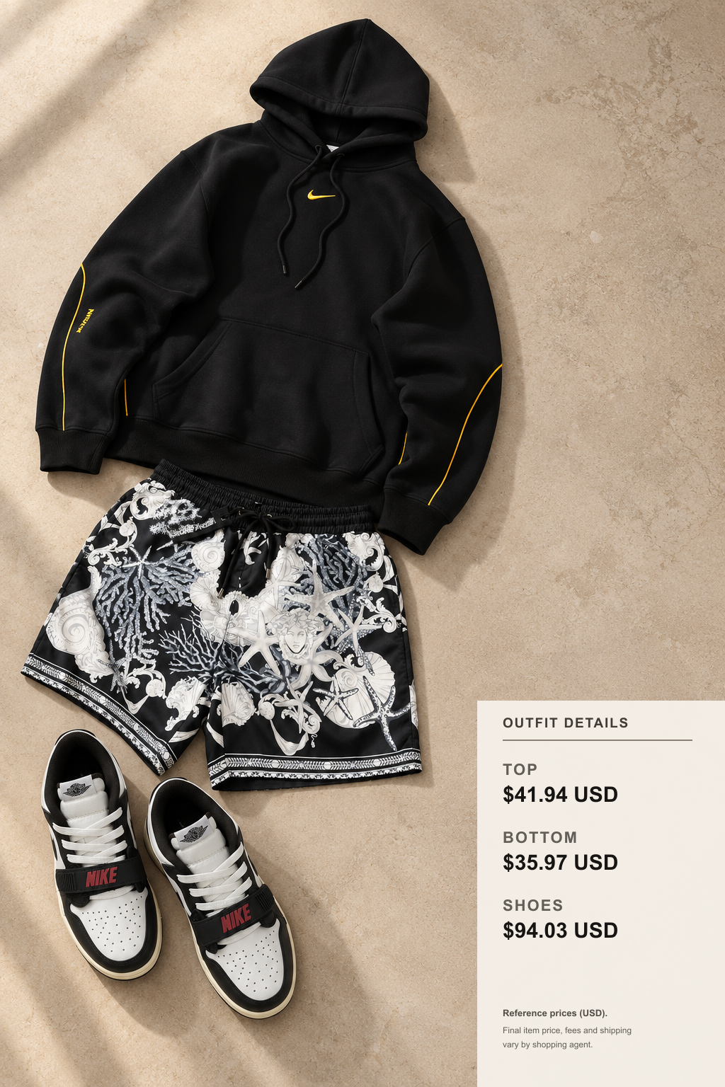 nike Grey Black Blue Outfit Combos outfit 2 editorial flat lay for fashionreps
