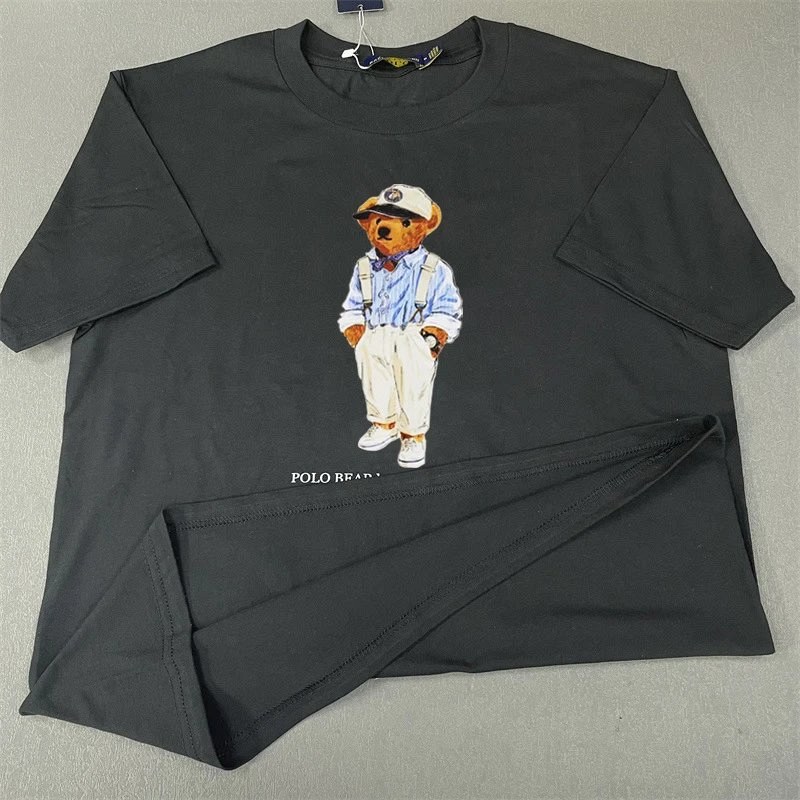 Polo Ralph Lauren Black Polo Shirt in Casual Streetwear Style Review: The Bear-Print Crew Neck Wearing a Polo's Name